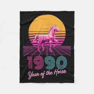 Antiek 1990 Jaar Van Het Paard Maan Rijder CNY Die Fleece Deken