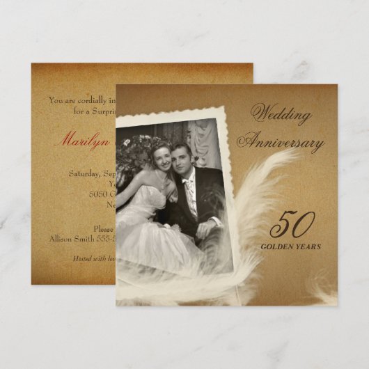  Antiek 50e Jubileum Foto-uitnodigingen Kaart (Voorkant / Achterkant)