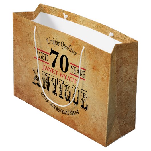 Antiek 70e verjaardag large cadeautasje (Achterkant Gekanteld)
