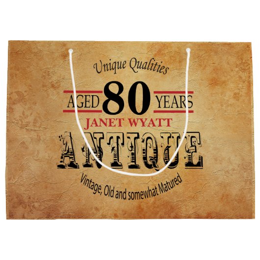 Antiek 80e verjaardag large cadeautasje (Achterkant)
