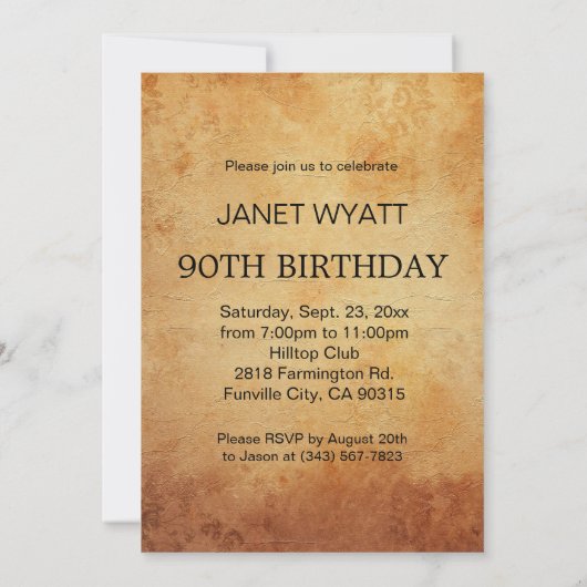 Antiek 90e verjaardag kaart (Achterkant)