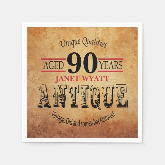 Antiek 90ste verjaardagsontwerp servetten (Voorkant)