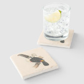 Antiek aanraakgevoelige vogelsoorten stenen onderzetter (Zijkant)