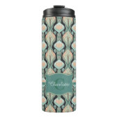 Antiek Abstract Botanisch Monogram Bloempatroon Thermosbeker (Voorkant)