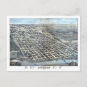 Antiek Aerial City Map of Austin, Texas, 1873 Briefkaart (Voorkant)