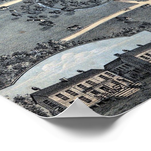 Antiek Aerial City Map of Austin, Texas, 1873 Poster (Hoek)