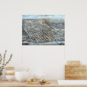 Antiek Aerial City Map of Austin, Texas, 1873 Poster (Keuken)