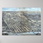 Antiek Aerial City Map of Austin, Texas, 1873 Poster (Voorkant)