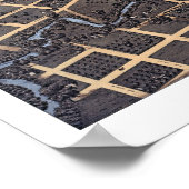 Antiek Aerial City Map of San Antonio, Texas 1873 Poster (Hoek)