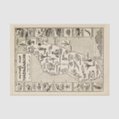 Antiek Afbeelding Kaart Madagascar Island Kraft Tissuepapier (Voorkant)