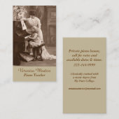 Antiek Afbeelding Piano Teacher Visitekaartje (Voorkant / Achterkant)