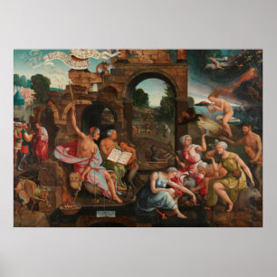 Antiek afbeelding van heksen poster