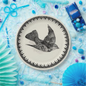 Antiek  Afbeelding van vliegende vogels op beige Papieren Bordje (Feest)