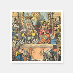 Antiek afdrukken van Alice in Wonderland Courtroom Servet