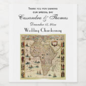 Antiek Afrika Kaart DIY Achtergrond Kleur Wijn Etiket (Enkel label)