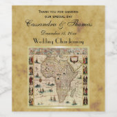 Antiek Afrika Kaart Onderdruk BG Wijn Etiket (Enkel label)