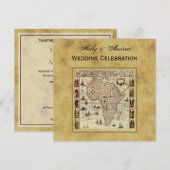 Antiek Afrika Map Distress BG SQ Wedding Kaart (Voorkant / Achterkant)