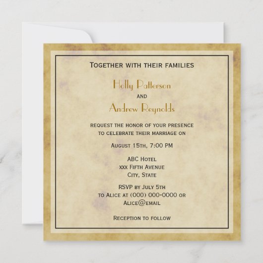 Antiek Afrika Map Distress BG SQ Wedding Kaart (Achterkant)