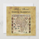 Antiek Afrika Map Distress BG SQ Wedding Kaart (Voorkant)