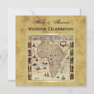 Antiek Afrika Map Distress BG SQ Wedding Kaart