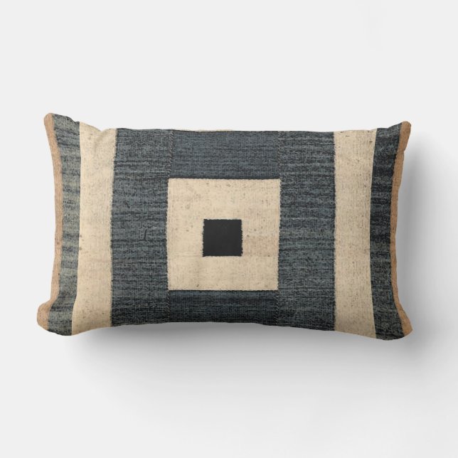 Antiek Afrikaanse textieldruk Lumbar Pillow Buitenkussen (Voorkant)