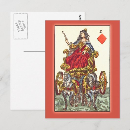 Antiek afspeelkaart uit de 17e eeuw briefkaart (Voorkant / Achterkant)