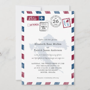 Antiek Airmail Parcel to Kroatië Wedding Kaart