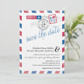 Antiek Airmail sparen de Datum Save The Date (Staand voorkant)