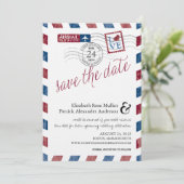 Antiek Airmail sparen de Datum Save The Date (Staand voorkant)