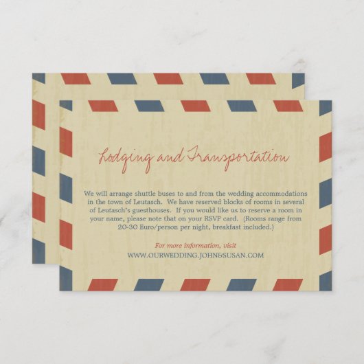 Antiek Airmail Wedding Informatie Informatiekaartje (Voorkant / Achterkant)