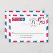 Antiek Airmail Wedding RSVP (Voorkant / Achterkant)