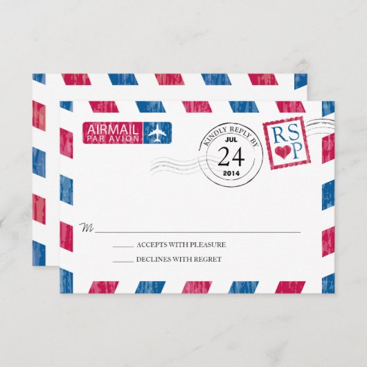 Antiek Airmail Wedding RSVP (Voorkant / Achterkant)