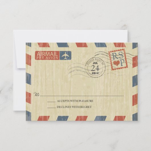 Antiek Airmail Wedding RSVP (Voorkant)