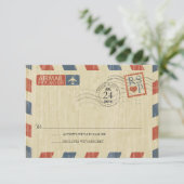 Antiek Airmail Wedding RSVP (Staand voorkant)