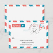Antiek Airmail Wedding RSVP Kaartje (Voorkant / Achterkant)