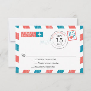 Antiek Airmail Wedding RSVP Kaartje