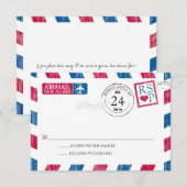 Antiek Airmail Wedding RSVP Kaartje (Voorkant / Achterkant)