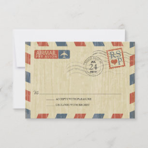 Antiek Airmail Wedding RSVP Kaartje