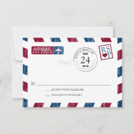 Antiek Airmail Wedding RSVP Kaartje