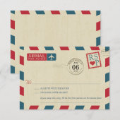 Antiek Airmail Wedding RSVP Kaartje (Voorkant / Achterkant)