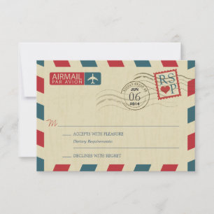 Antiek Airmail Wedding RSVP Kaartje