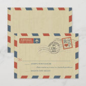 Antiek Airmail Wedding RSVP Kaartje (Voorkant / Achterkant)