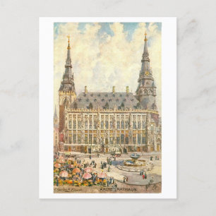 Antiek Aken Duitsland Rathaus Briefkaart