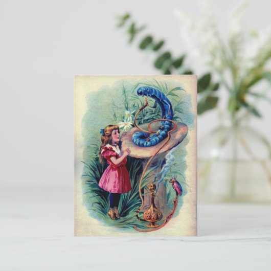 Antiek Alice in Wonderland Color-illustratie Briefkaart (Staand voorkant)