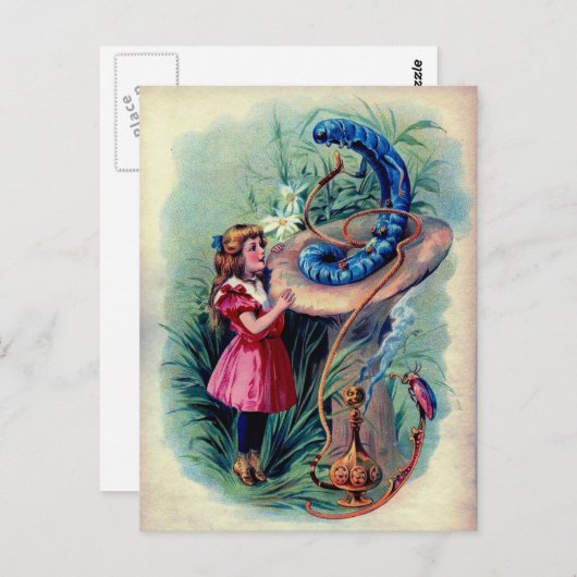 Antiek Alice in Wonderland Color-illustratie Briefkaart (Voorkant / Achterkant)