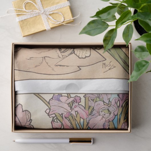 Antiek Alphonse Mucha Art Nouveau Tissuepapier (Geschenk)