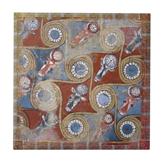 Antiek Amenhotep Egyptisch Blauw Grijs Tegeltje (Voorkant)