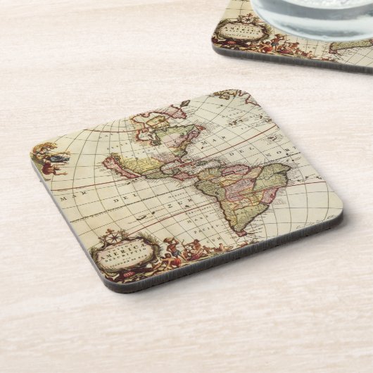 Antiek Amerikaanse kaart van Johannes De Ram Bier Onderzetter (Linkerzijde)