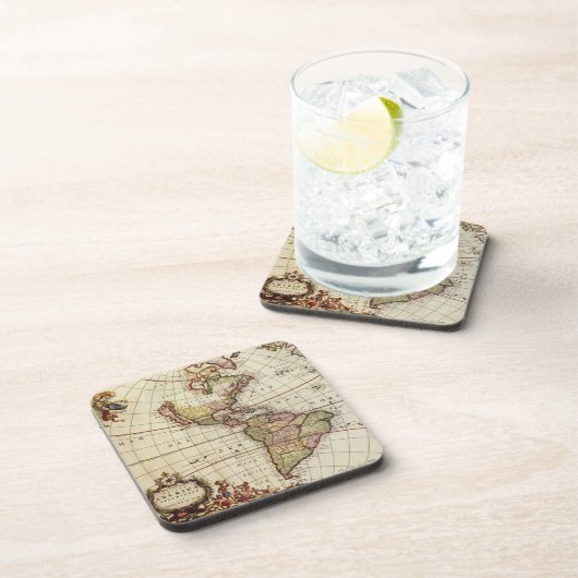 Antiek Amerikaanse kaart van Johannes De Ram Bier Onderzetter (Rechterzijde)