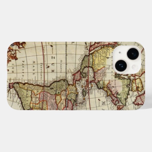 Antiek Amerikaanse kaart van Johannes De Ram Case-Mate iPhone Case (Achterkant (horizontaal))